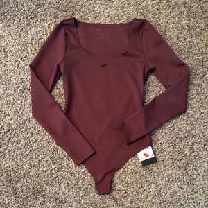 Nike Form Women's Burgundy Long Sleeve Bodysuit